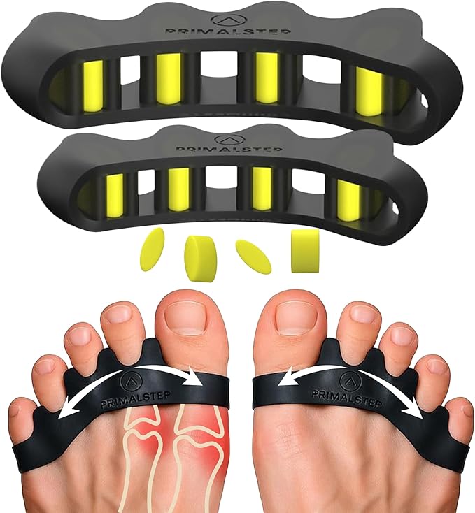 VYCE PrimalStep Toe Separators, Spreaders, Spacers, 2 Pairs S/M, Large | Straightener to Correct Toes for Men and Women, Bunion Corrector, Plantar Fasciitis and Athletic Mobility