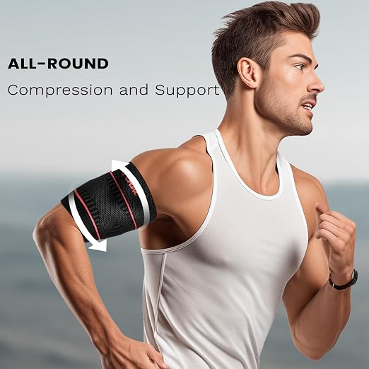 Bicep Tendonitis Brace for Pain Relief, Bicep Compression Sleeve | for Muscle Strains Recovery, Bicep Tendonitis Sleeve for Workouts (Large, 1Pair)