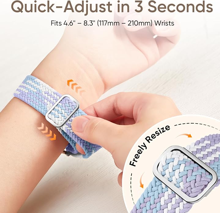 4 Pack Braided Stretchy Bands Compatible with Apple Watch 40mm 41mm 38mm 42mm 44mm 45mm 46mm 49mm Women Men, Breathable Nylon Elastic Daily Use Straps for iWatch Series 11/10 9 8 7 6 5 4 3 SE/Ultra 2