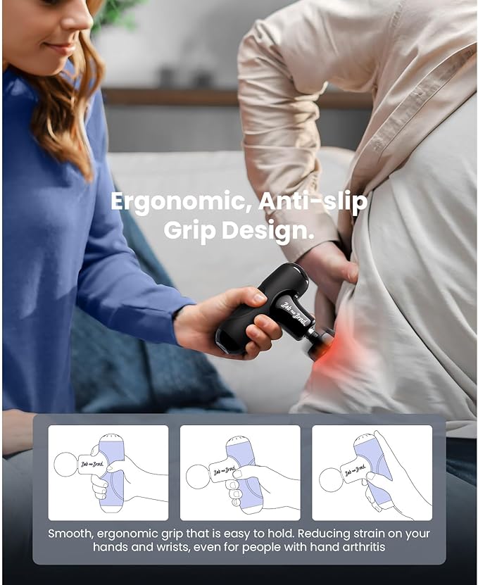 BOB AND BRAD Q2 Plus Mini Massage Gun with Heat, Pocket-Sized Heated Deep Tissue Massager, FSA Portable Muscle Massager Gun, Ultra Small & Quiet Travel Massage Gun for Pain Relief, HSA Eligible