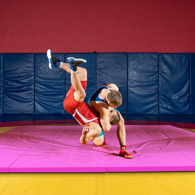 BalanceFrom 10x4 Feet 4-Panel Folding Gymnastics Mat – 2-Inch Thick Pad with Vinyl Surface and Carrying Handles for Tumbling, Yoga, Pilates, Home Workouts, and Martial Arts