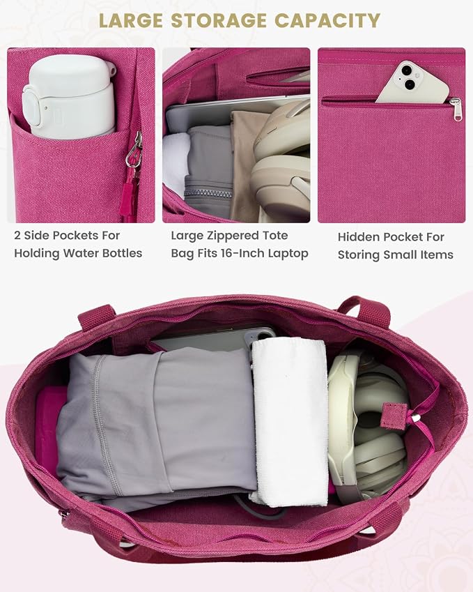 Gonex Yoga Mat Bag with Zipper Mat Carrier Canvas Gym Tote | Durable Canvas, Zipper Closures Prevent Slipping, Quick Access, Bottle Holder, Fits Yoga Blocks, Gym & Travel Use