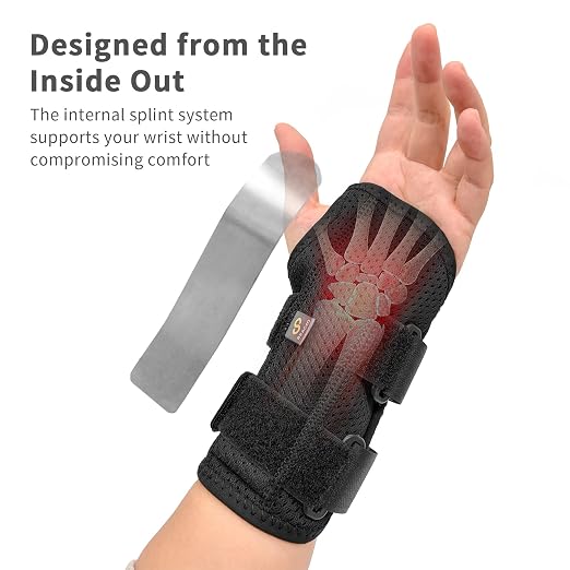 Bracoo Wrist Brace for Carpal Tunnel with Wrist Splint | Adjustable Wrist Support Wrap for Right Left Hand, Hand Brace for Day & Night, for Arthritis, Tendonitis, Sprain, WB31