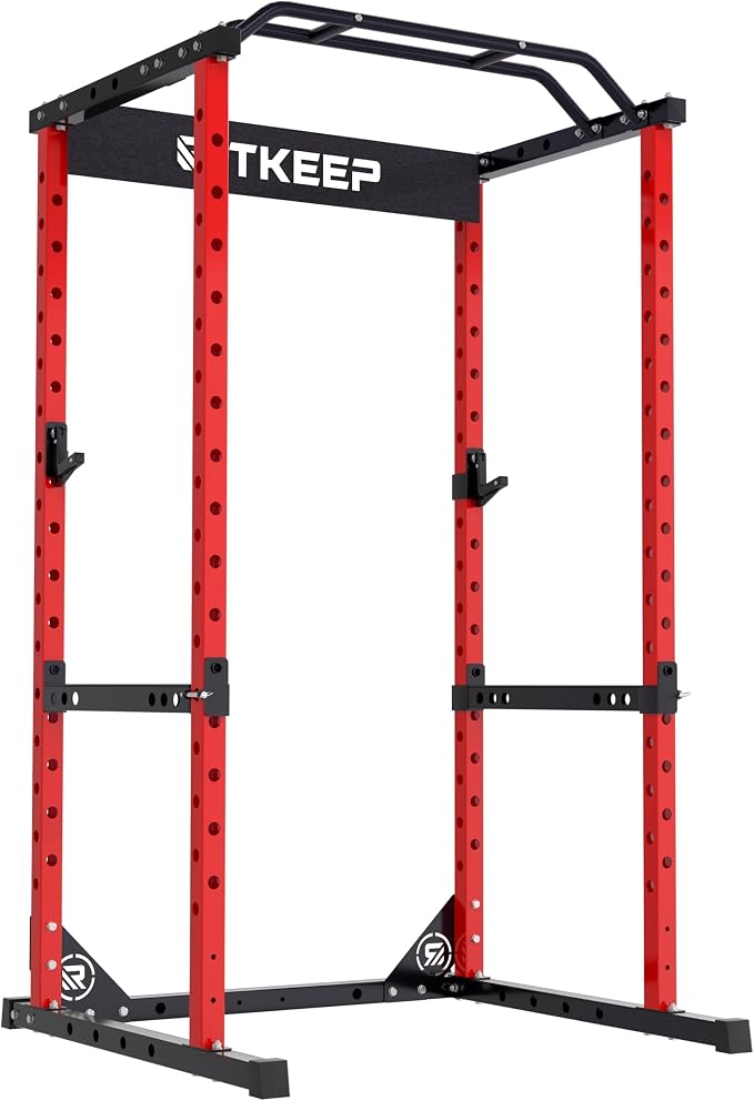 RitKeep Power Rack, Adjustable Multi-Function Squat Rack for Home Gym | 3-in-1 Power Cage with 1200LB Capacity, J-hooks, safety bars and multi-grip pull-up bar for strength training -RMAX 2250