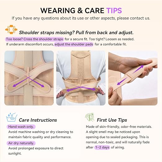 Posture Corrector for Women & Men, Adjustable Full Back Brace Support | Breathable Shoulder Straightener, Upper and Lower Back Pain Relief, Scoliosis & Hunchback Correction, Under Clothes