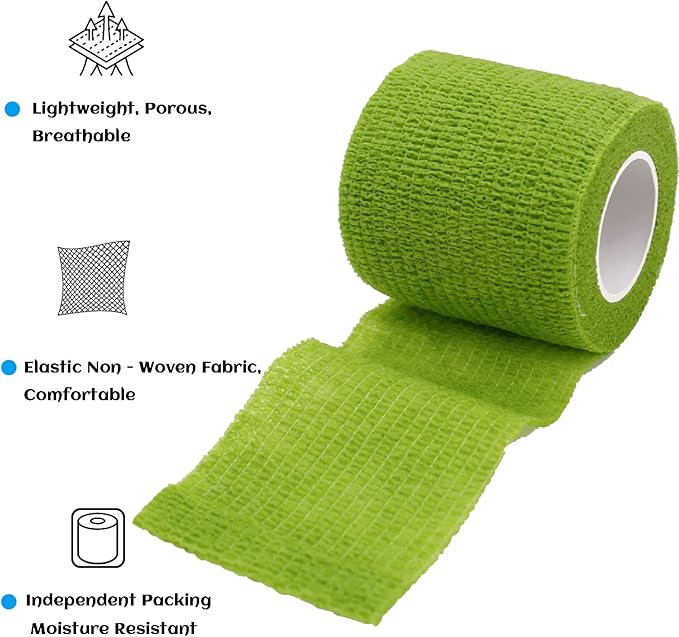 24 Pack Self Adhesive Bandage Wrap 2 Inch, Athletic Elastic Non Woven Cohesive Bandage for Sports, Wrist, Ankle Sprains, Swelling and Vet Wrap (Rainbow)