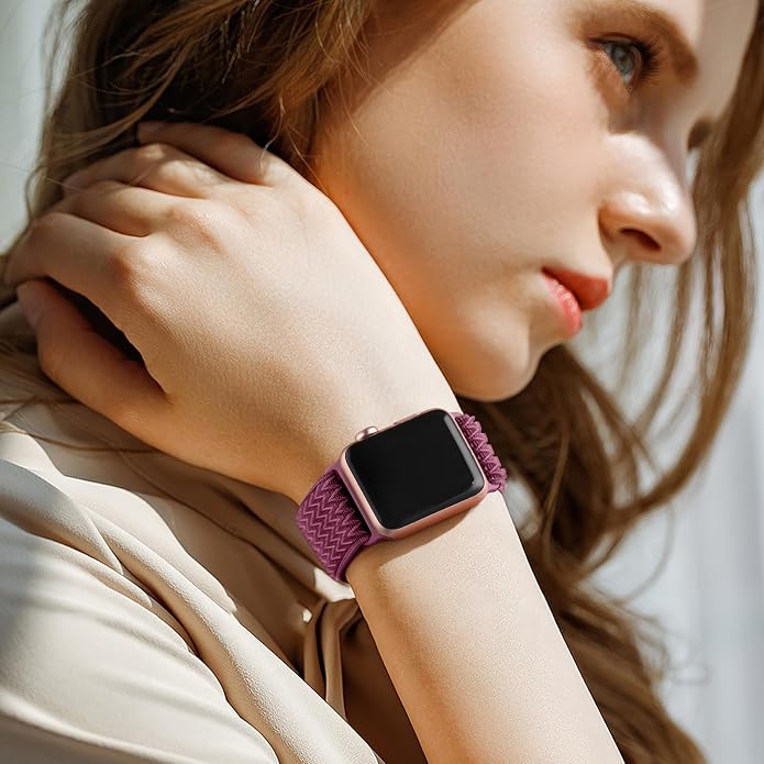 Lerobo Stretchy Nylon Solo Loop Band, Compatible with Apple Watch Series 11 10 9 8 7 6 5 4 3 SE3/2/1 Ultra3/2/1, Adjustable Strap for iwatch Band 44mm 45mm 46mm 49mm 42mm 40mm 41mm 38mm for Women Men