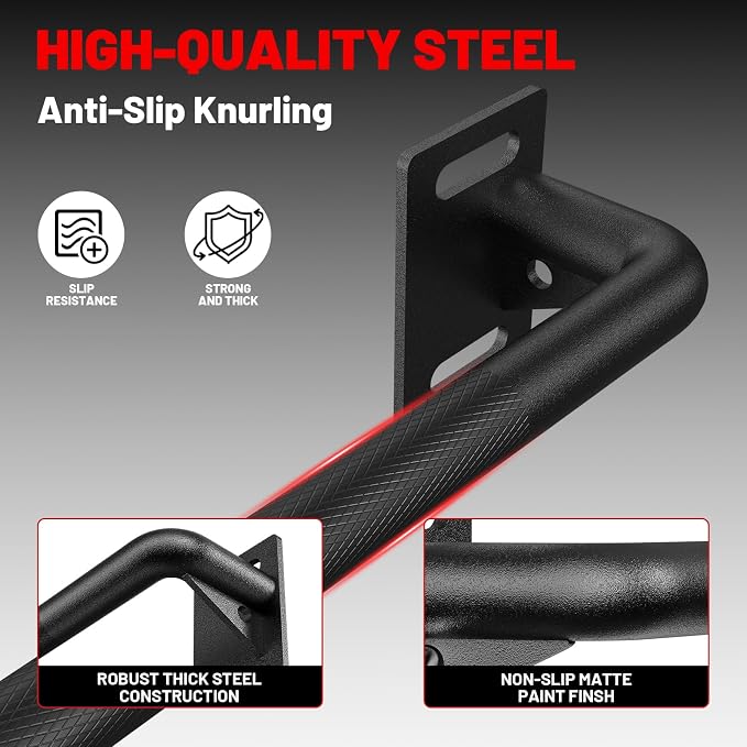 Wall Mounted Pull Up Bar, Chin Up Bar for Home Gym Strength Training | PAPABABE Sturdy Anti-Slip, Knurled Grip, Quick Install, Multi-Grip Versatile, Wall-Mounted Space-Saver 500 Weight Capacity