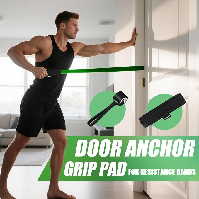 WHATAFIT Resistance Bands, Pull Up Assist Bands with Handles, Door Anchor | Natural Latex Rubber, Progressive Tension, Exercise Loop for Full-Body Fitness, Portable Gym Bag, Warm-Up & Stretch