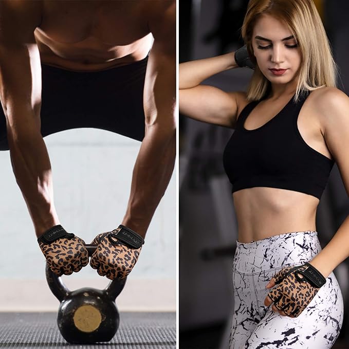 Workout Gloves for Women Men, Weight Lifting Gloves Padded, Full Palm Grip | Gym Grip Gloves for Weightlifting, Rowing, Exercise, Cycling, Dumbbells, Kettlebells, Home Work Out Equipment, Half-finger