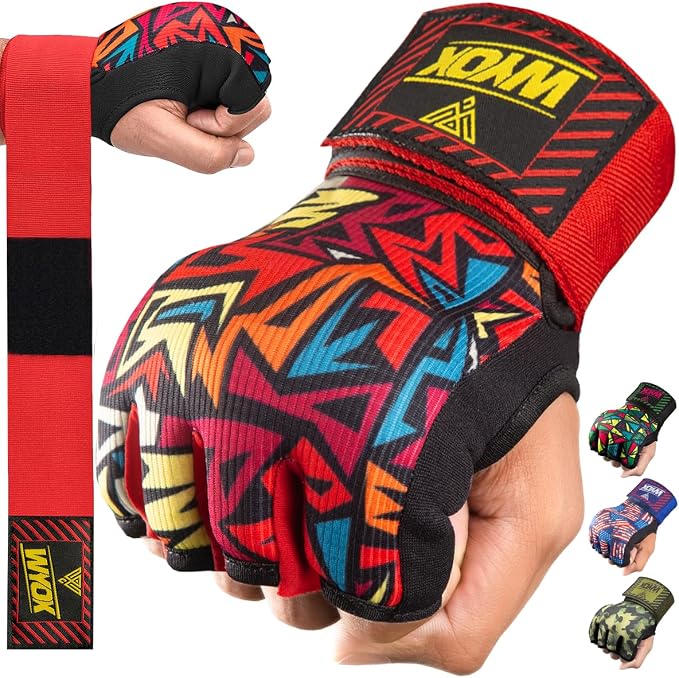 WYOX Neoprene Gel Boxing Hand Wraps Inner Gloves for Men & Women – 80cm/31in Quick Wrist Strap, Padded Knuckle Protection, Fingerless MMA Muay Thai Kickboxing Wraps for Training & Martial Arts