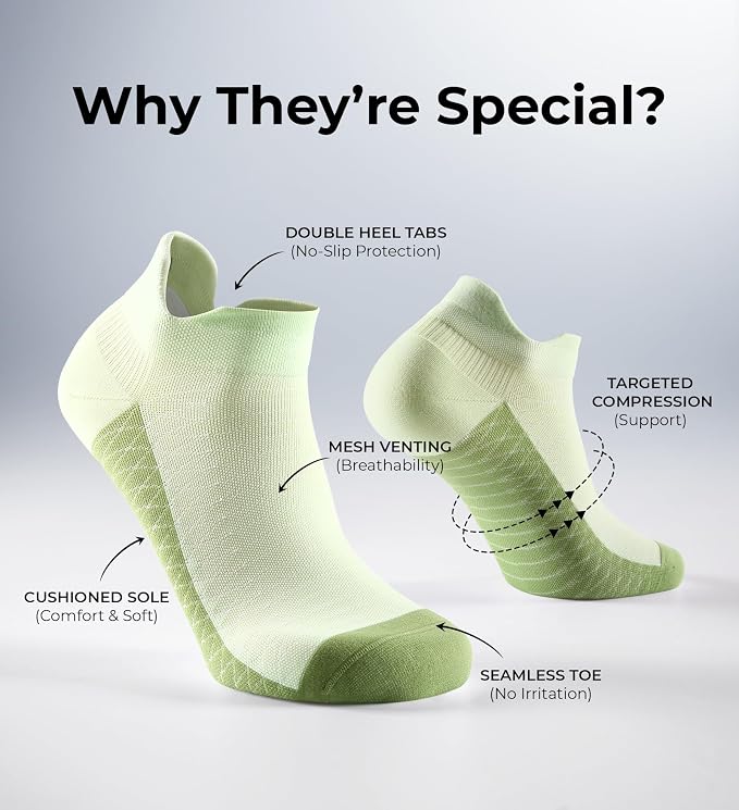 FITRELL Ankle Compression Socks for Women & Men - 5/6 Pairs Cushioned Arch Support Running Socks, Plantar Fasciitis Relief