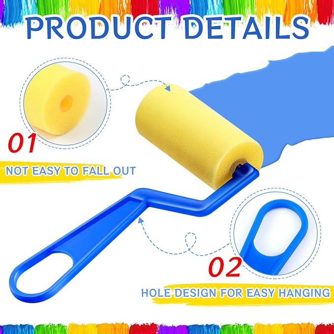 Tenceur 50 Pcs 3 Inch Foam Paint Rollers Painting Sponge Roller,Blue