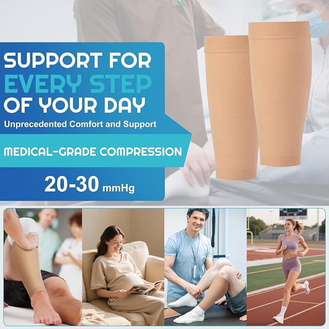 2 Pairs Calf Compression Sleeves Women&Men 20-30mmHg Medical Shin Splint for Leg Surpport Relief Pain Varicose Veins