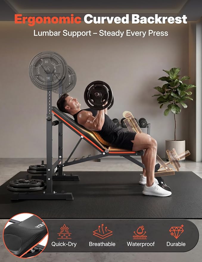 YOLEO 1+X Olympic Weight Bench with Upgraded Roman Chair/Preacher Curl/Leg Extension, Foldable 1870Lbs Wide Bench Press Rack with Ergonomic Support Backrest for Heavy Lifters for Home Gym