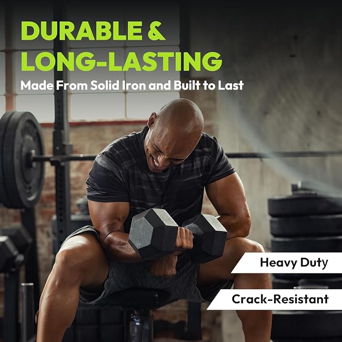 HANDBODE Dumbbell Set with Rack, Rubber Coated Fixed Dumbbells 390-790 lbs | Heavy Duty Hexagonal Weights, Non-Roll Hexagon Shape for Stability, Home Gym Strength Training Equipment