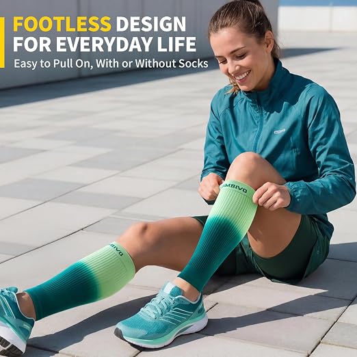 CAMBIVO Calf Compression Sleeves 20-30mmHg – Footless Support for Women Men | 20-30mmHg graduated compression leg sleeves for daily wear, runs, travel – gradient ombré style, breathable, 1 pair