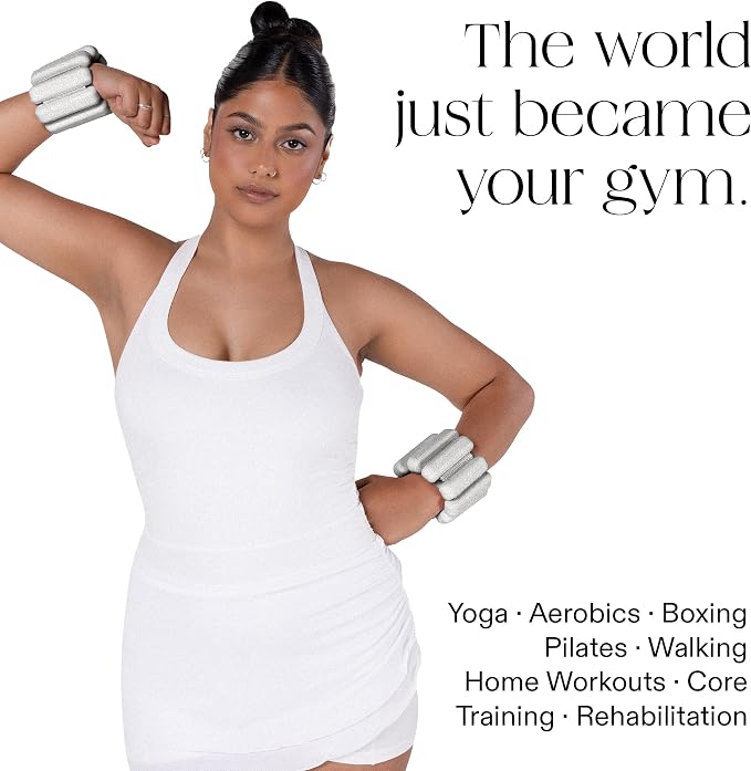 Bala Bangles Wrist & Ankle Weights for Women & Men, Home Gym Equipment | Adjustable Weighted Bands for Arm & Legs Workouts - Pilates, Yoga, Walking, Barre, & Strength Training Exercise