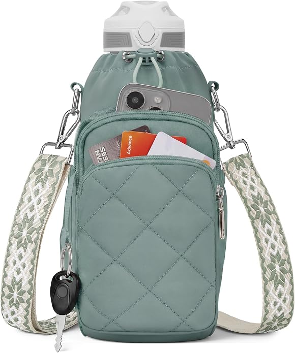 Water Bottle Bag Crossbody，Insulated Holder Purse