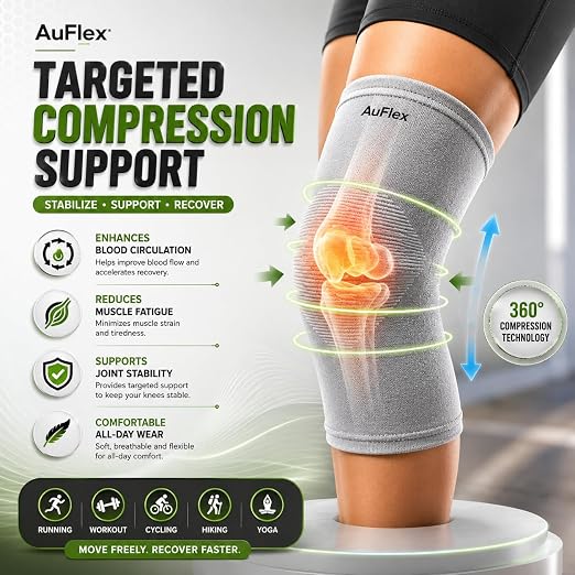 Bamboo Knee Sleeves for Women & Men, 2 Pack Bamboo Compression Knee Sleeve for Knee Pain, Elastic Knee Brace for Arthritis Pain Relief, Sports, Running & Daily Support-Large
