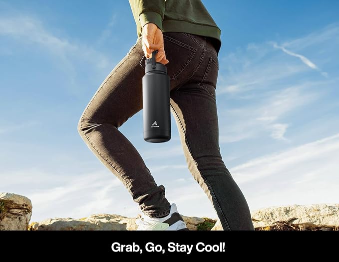 POWCAN 40 oz Insulated Water Bottle with 2-in-1 Straw and Spout Lid, Glow-in-the-Dark, 24H Cold, Leakproof, BPA-Free, Double Wall Stainless Steel for Sports, Gym, Travel, and School (Gilded Flutter)