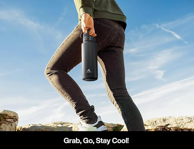 POWCAN 40 oz Insulated Water Bottle with 2-in-1 Straw and Spout Lid, Keep Cold 24H, Leak-Proof, BPA-Free, Double Wall Stainless Steel Water Bottle for Sports, Gym, Travel, Gift, and School (Ace)