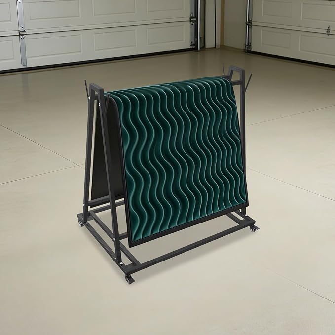 Floor Mat Drying Cart with Wheels, A-Shaped Heavy Duty Storage Rack, 100 Lbs Capacity for Gym, Yoga Studio, Home Use (Black)