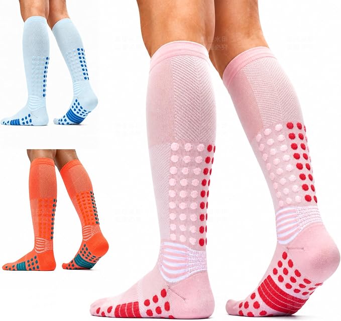 IRAMY Ankle Support Compression Socks 3 Packs Massage Dots Arch Support Cushioned Plantar Fasciitis Running Athletic Recovery