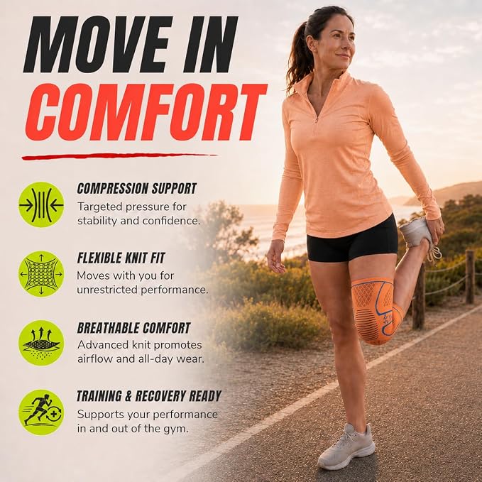 Knee Brace for Men and Women Knee Compression Sleeve Knee Support Wraps for Arthritis Joint Pain Relief, Workout, Swelling, Sports, Circulation, Running, Recovery for ACL & Meniscus Tear