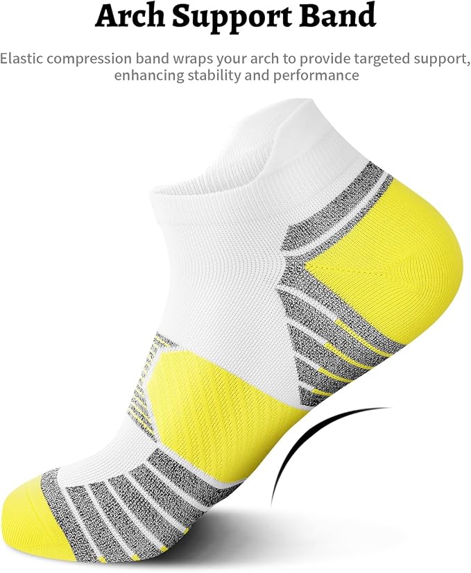 Ankle Compression Socks for Women 6 Pairs Running Socks with Arch Support | Athletic Womens Ankle Socks for Running, Gym, Workouts, Long-Distance Walking, Travel, Daily Use, Relieve Plantar Fasciitis