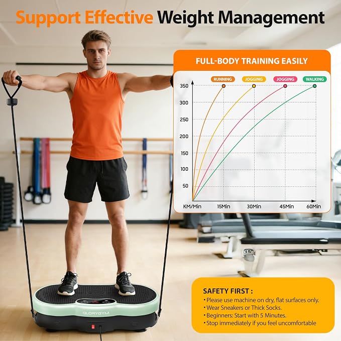 Vibration Plate Exercise Machine for Body Shaker Machine & Weight Loss, Shake Plate with Resistance Bands, 120 Speed Levels, Remote Control, Full Body Workout, Compact Home Gym Equipment