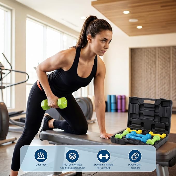Dumbbell Set for Women and Men,Neoprene Coated Free Hand Weights Set