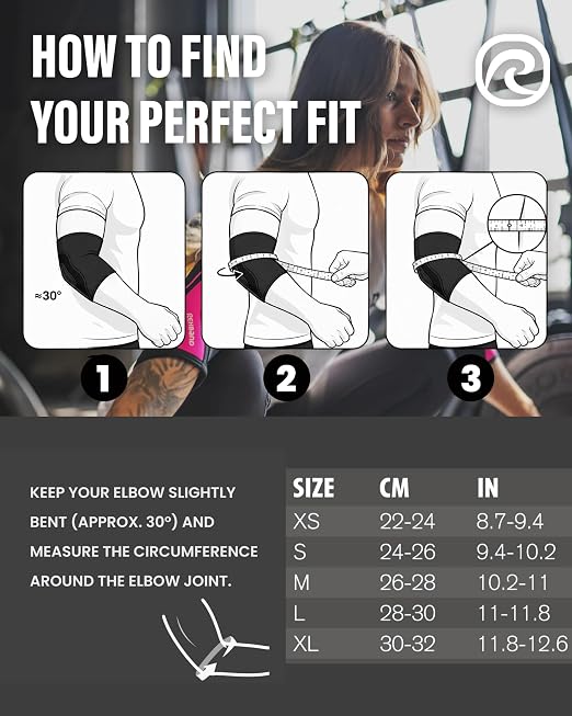 Rehband Elbow 5mm Compression Sleeve, Neoprene Elbow Sleeves for Weightlifting, Anatomical Design, Non-Slip & Close Fitting, Elbow Support Unisex, Colour:Black/Pink - 1 Pair, Size:X-Small