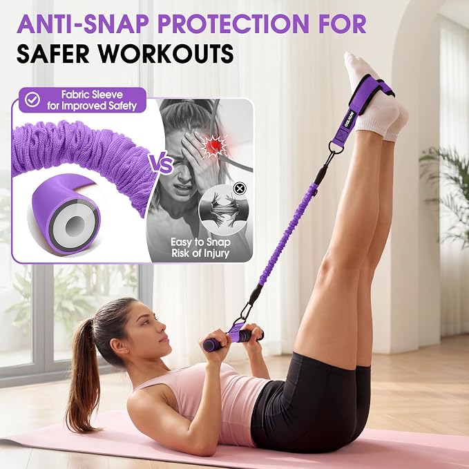 Upgraded Multifunction Pedal Resistance Band with Handle, Adjustable Foot Pedal Resistance Bands for Core, Arm, Legs, Body Strength, Portable Home Gym Workout Equipment for Men & Women