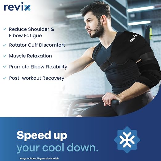REVIX Arm Ice Pack Wrap for Pitcher & Athelete, Shoulder and Elbow Ice Pack | Reusable Cold Therapy Wrap for Baseball Pitcher Arm Recovery, Adjustable Compression Sleeve for Post-Workout Relief, XL