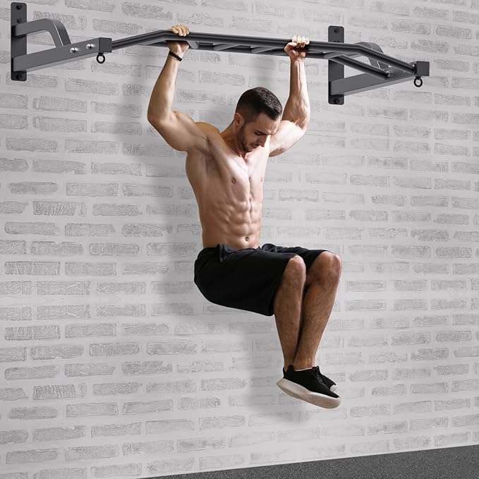 SELEWARE 48'' Heavy Duty Wall Mount Pull Up Bar with Cable Pulley System | Multi-function Chin up Bar with Cable Pulleys LAT Pulldown Attachments Heavy Bag Hanger for Home/Garage Gym Strength Training