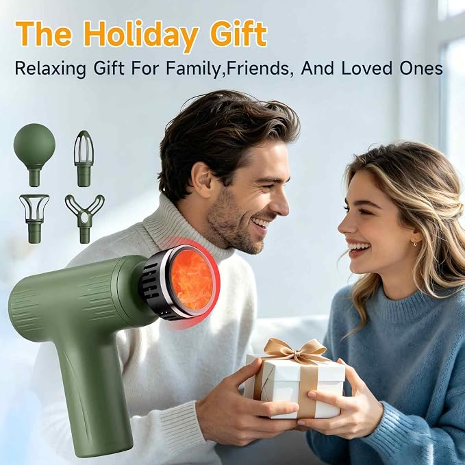 Massage Gun with Heat, Powerful Warming Massage, Home & Travel | Massage Gun with Heat, Powerful Heated Massage, Quiet Portable Massager for Home& Travel, Lightweight Design