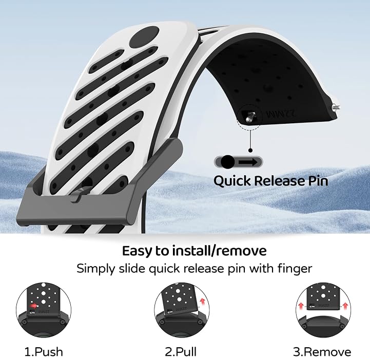 Watch Band for Suunto Race 2/Vertical 2/Run/S/9 Peak/Pro/5 Peak | Soft Silicone 22mm Replacement Bands for Vertical/Race/9 Peak Pro