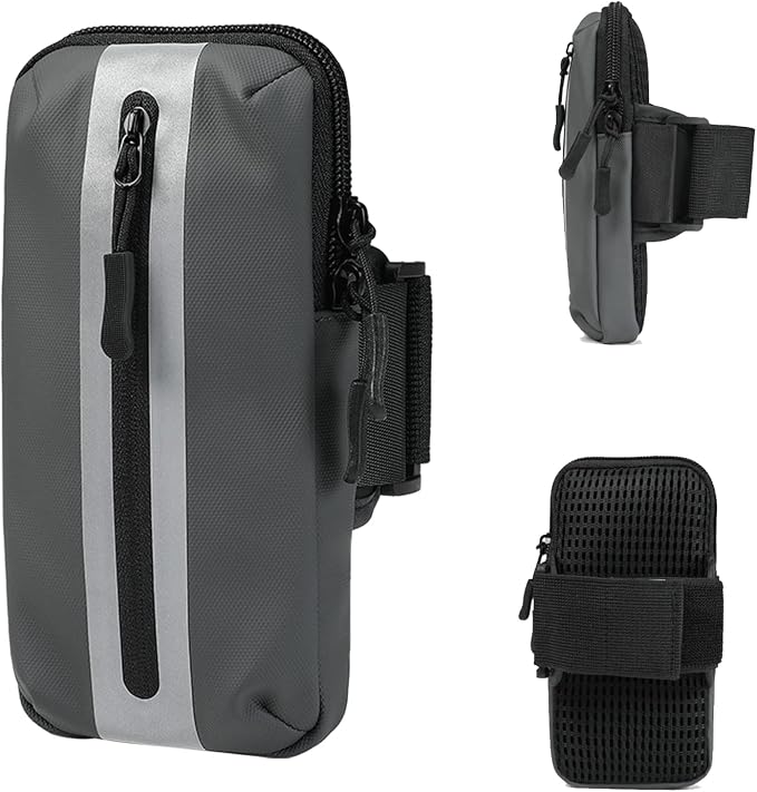 Prime Comfort Running Phone Holder Armband, iPhone Arm Bands for Exercise, Running Arm Bands for Cell Phone, Phone Purse Cell Phone Holder for Walking (Grey)