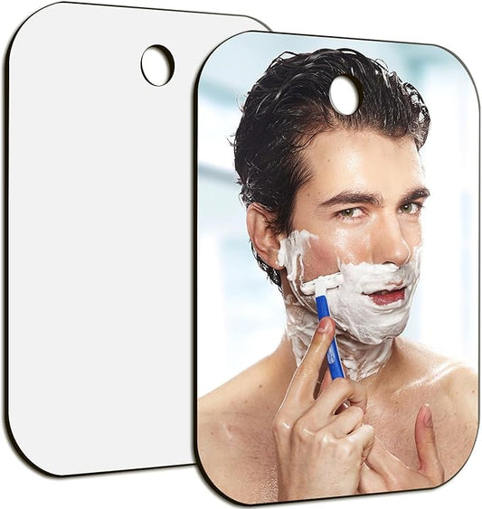 JUNEBRUSHS 2 Pack Medium Mirror for Shaving Shower Mirror 6 × 8 inch | for Wall Hanging Bathroom, Handheld Makeup Mirror, for Men Portable Travel Camping