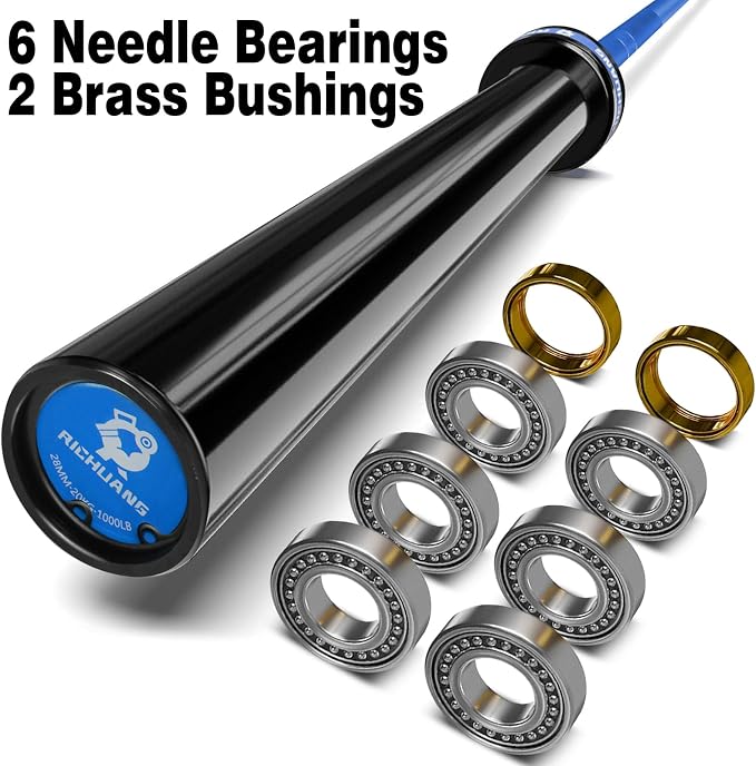 7ft Olympic Barbell 28mm 45lb – 500/700/1000LB Bar for Home Gym | Ceramic coated steel. Smooth spinning sleeves. Fits 2" plates. For snatch, clean and jerk, squats, deadlifts, bench press.