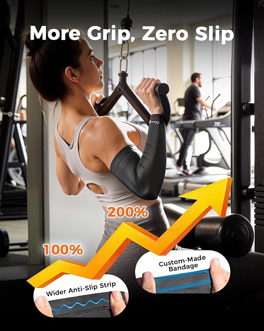 Copper Compression Arm Sleeves for Men & Women - Workout and Everyday Use | Full Arm Brace for Forearm, Bicep, Triceps, Pain Relief for Tennis Elbow, Basketball, Golf, Arthritis, Tendonitis, Bursitis