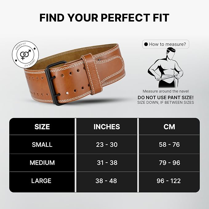 DMoose Fitness Weight Lifting Belt for Lower Back Support - 5mm Thick Genuine Leather Gym Belt for Squats, Deadlifts & Powerlifting - Double Prong Buckle with 10 Holes Adjustability for Men & Women