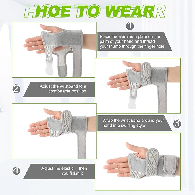 Shappy Bowling Wrist Support Brace with Thumb Spica Splint Right Hand Breathable Wrist Gloves Splint with Removable Aluminum Plate for Women Tendonitis Arthritis Sprains(Gray)