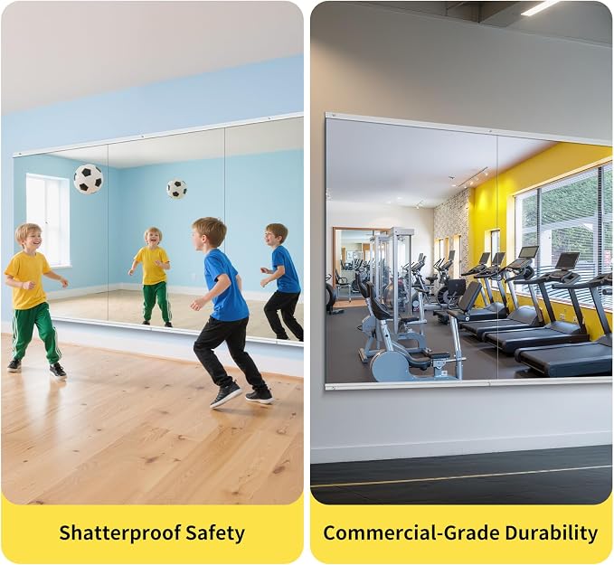 Home Gym Mirror Wall Mounted,60x40 Inch,3PCS Full Length Mirror