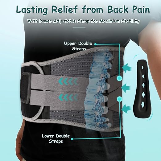 King Mills Plus Size Back Brace for Lower Back Pain, Belly: 52"-60" | Breathable Obese Belly Support, For Sciatica, Scoliosis, Two Sets of Support Bars, Lightweight
