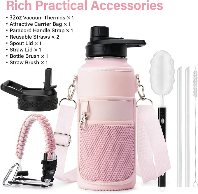 DYSANKY Mother's Water Bottle Gift– Insulated Stainless Steel Bottle with Carrier Bag, Strap & Gift Box – BPA-Free – Ideal for Hiking, Camping & Travel 32 oz