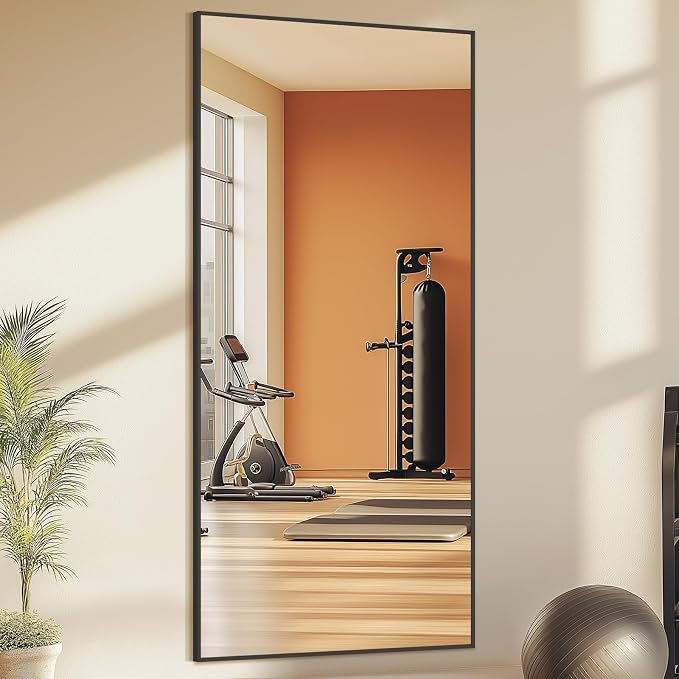 Large Full Length Mirror, 76"x34" Oversized Floor Mirror, Black | Free Standing, Leaning Wall, Hanging, Full Body, for Bedroom Living Room Gym, Tempered Glass, Rectangular