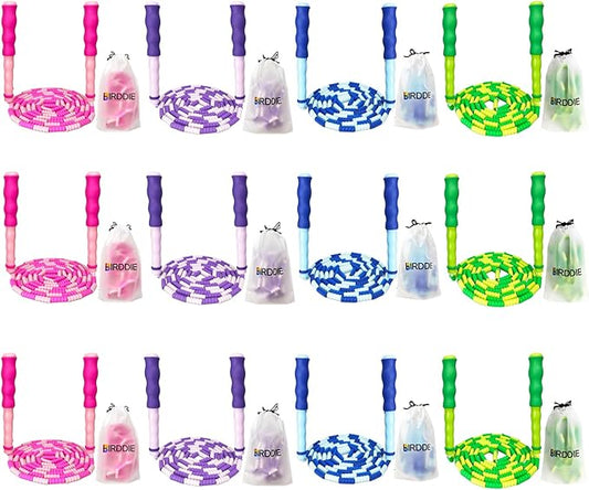 BIRDDIE Soft Beaded Jump Ropes For Kids, Adoult Fat Burning Fitness | Individual bag for easy storage; Adjustable length; Tangle-free segmented;Non-slip handle; Cord length: 240 cm/94.48 inch