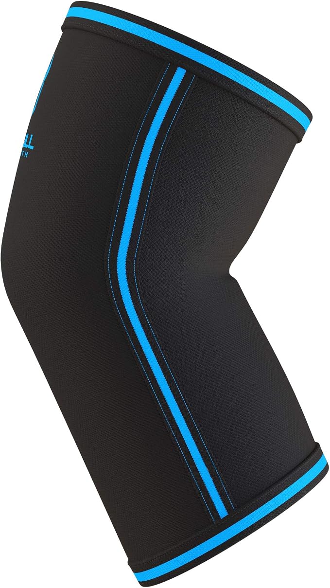 Elbow Sleeves 5mm (1 Pair) - High Performance Elbow Sleeve Support for Weightlifting, Weight Training & Powerlifting - Best Compression Straps - for Men and Women (XX-Large, Black/Blue)